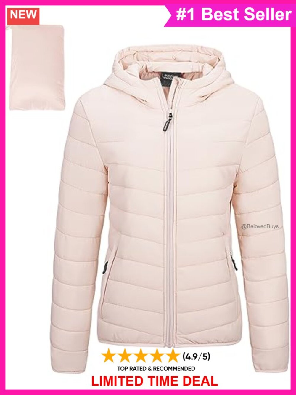 Outdoor Ventures Packable Lightweight Puffer Jacket Hooded